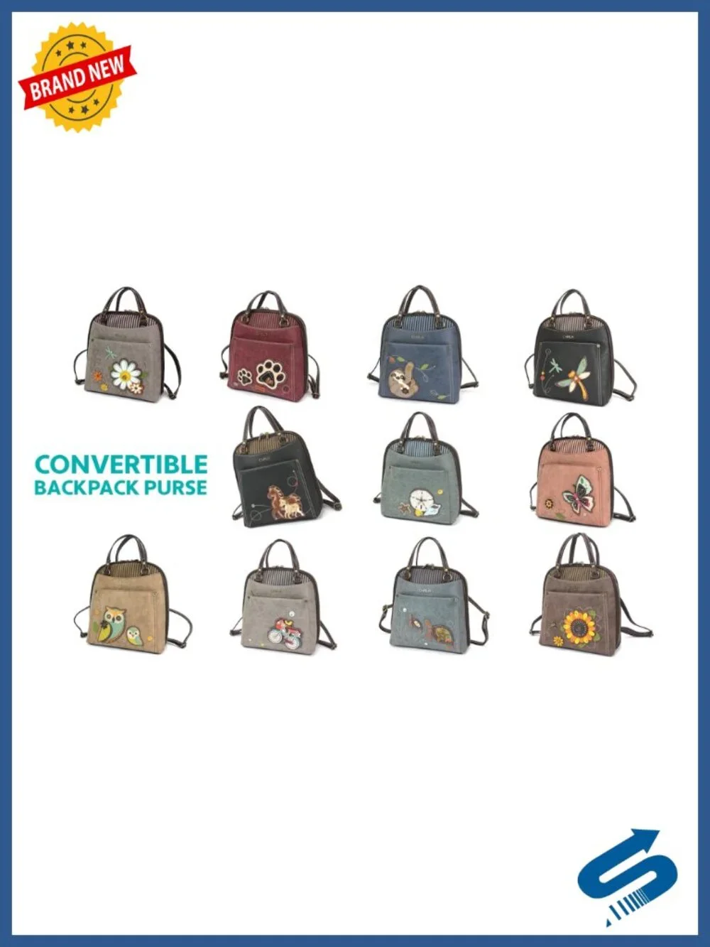 Convertible Backpack Purse with Adjustable Strap - Faux Leather Canvas